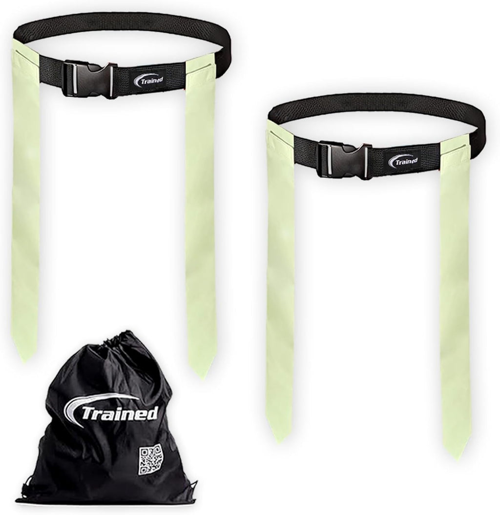 Glow in the Dark Flag Football Set – 2-Man Adjustable Flag Football Belts with Flags – Outdoor Flag Football Gear