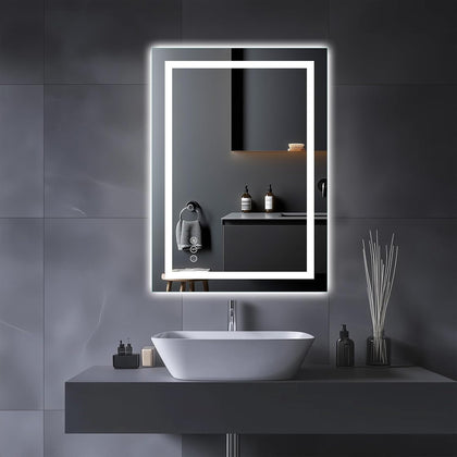 LED Bathroom Mirror, 20"X28" with Front Light and Backlit | Stepless Dimmable, Anti-Fog, Shatter-Proof, HD