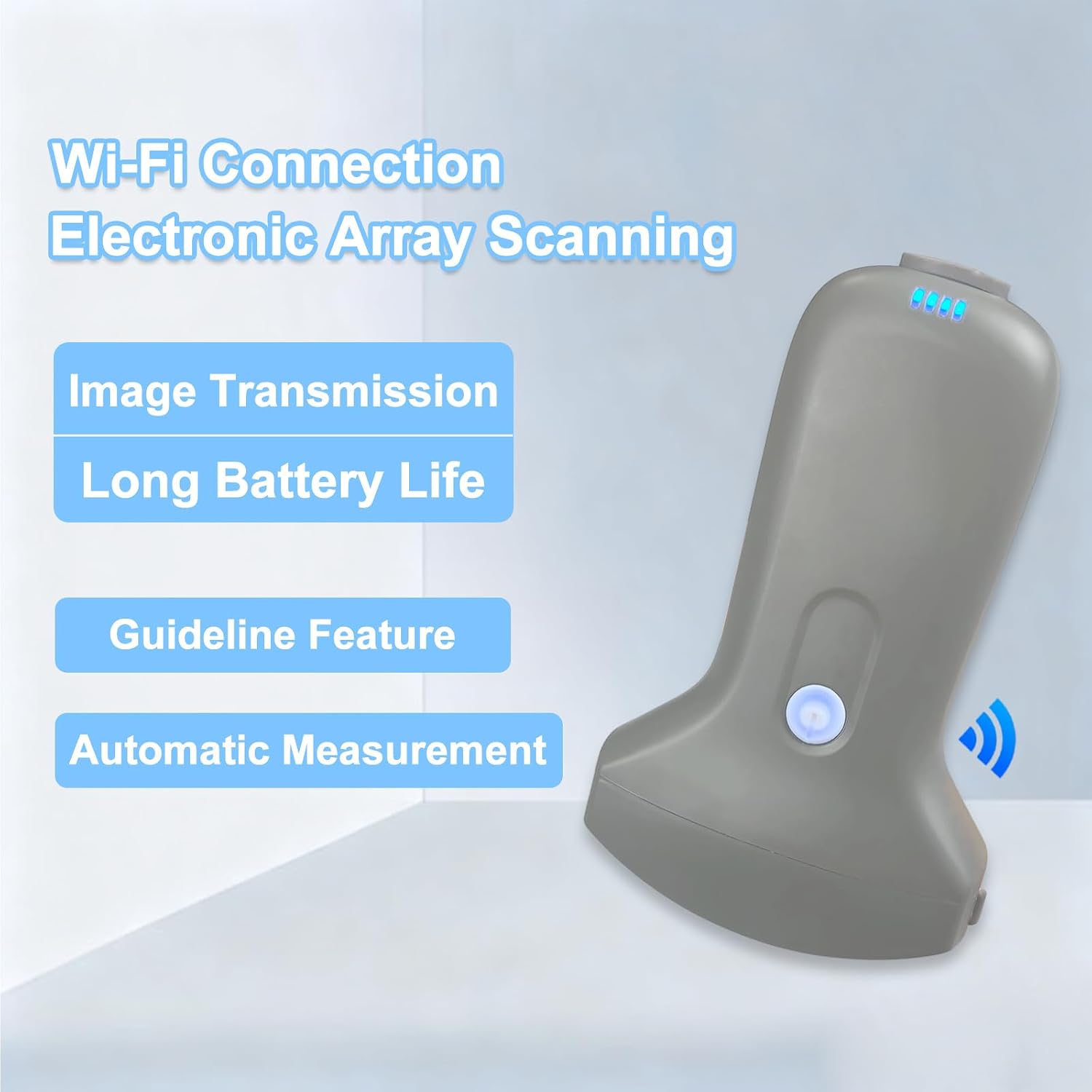 Wireless Convex Abdominal Ultrasound Probe - Handheld Portable Scanner & Medical Training Device for Clinical