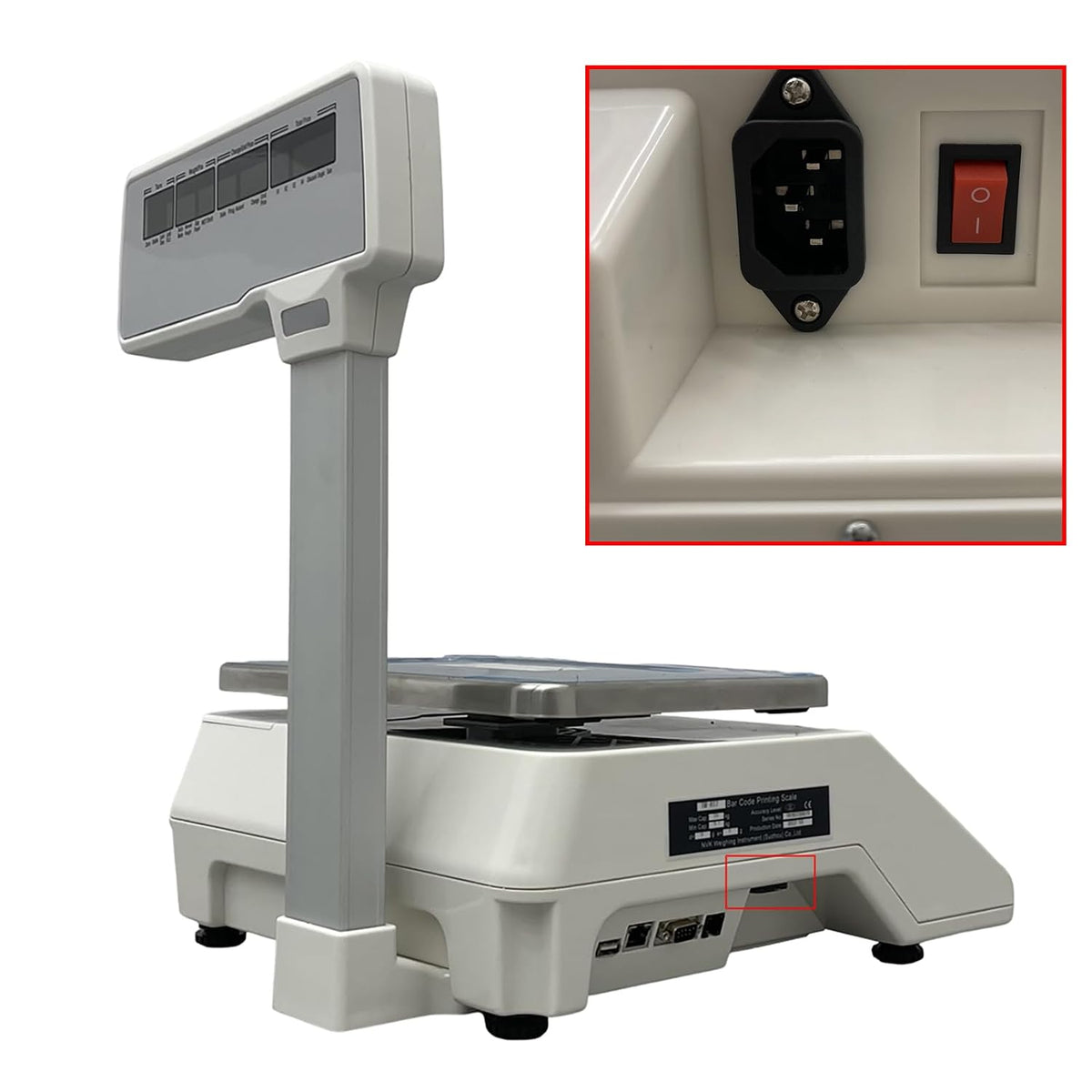 Four-Window with Vertical Pole Digital Price Computing Scale 33lb/15kg Thermal Printer with One Roll of Thermal Label