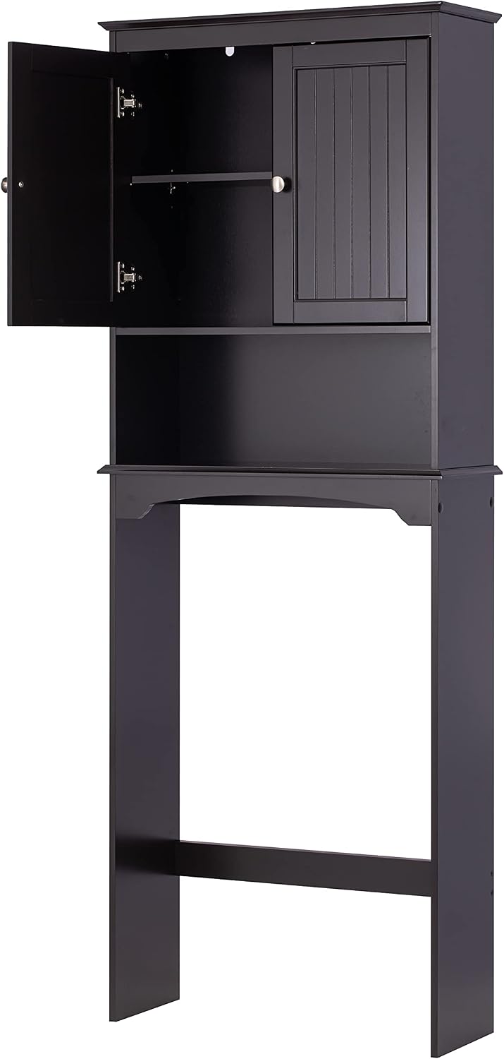Over Toilet Storage Cabinet with Doors, Espresso Bathroom Organizer | FSC-Certified MDF, Raised Panel Doors