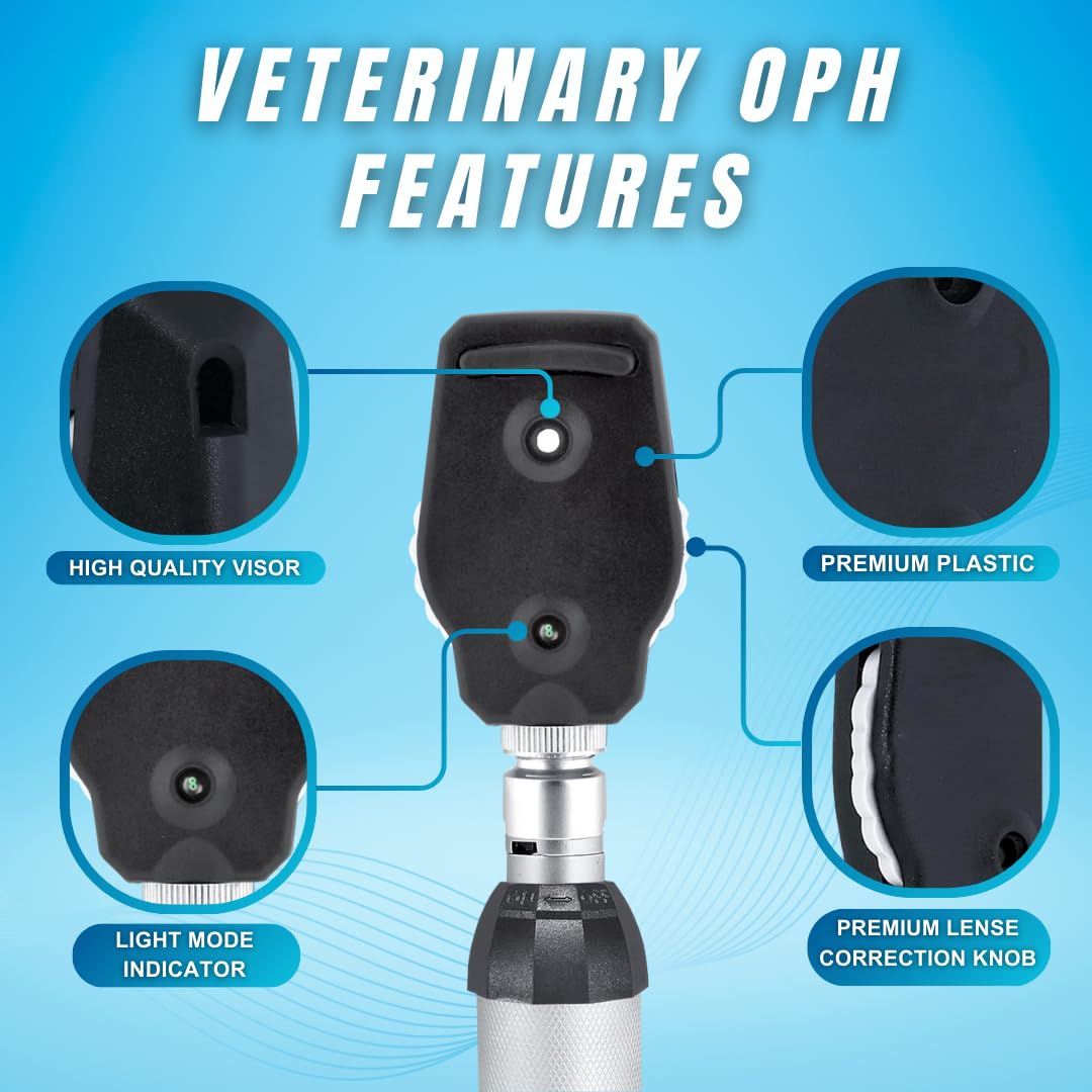 Veterinary Otoscope Opthalmoscope LED ENT Diagnostic Set, with Diagnostic Premium Instruments Vet Otoscope Set