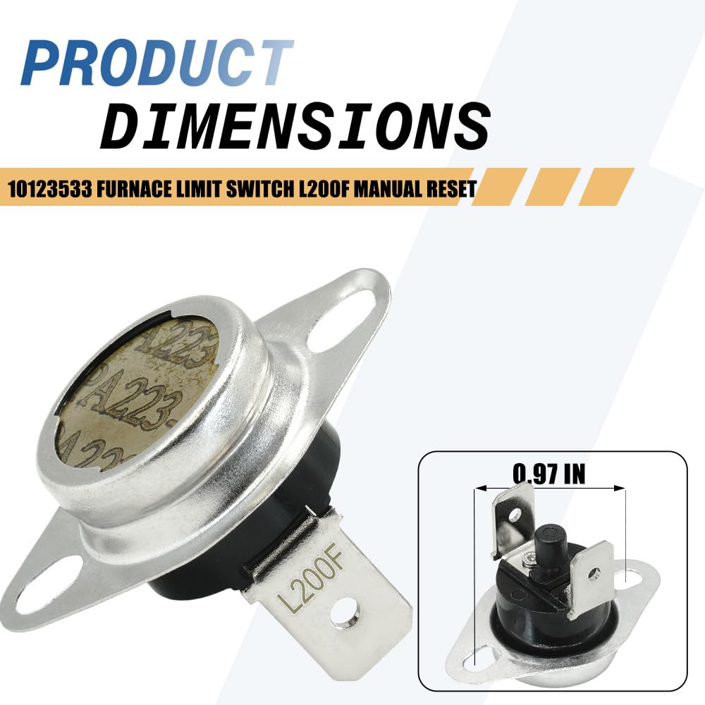 2 Pack 10123533 Furnace Limit Switch L200F Manual Reset Compatible with Goodman Amana