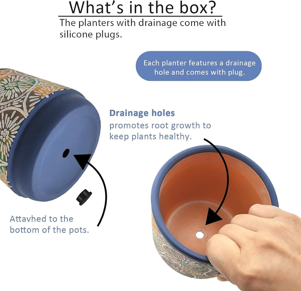 3 Piece Ceramic Plant pots Indoor Pots Set with Drainage Holes, 5.7/4.7/3.5/inch, Modern Decorative pots Outdoor
