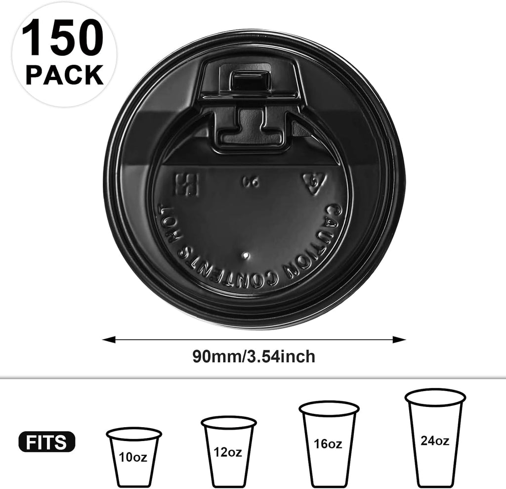 150 Pack Disposable Coffee Cup Lids for 10, 12, 16, 24 oz Paper Cups