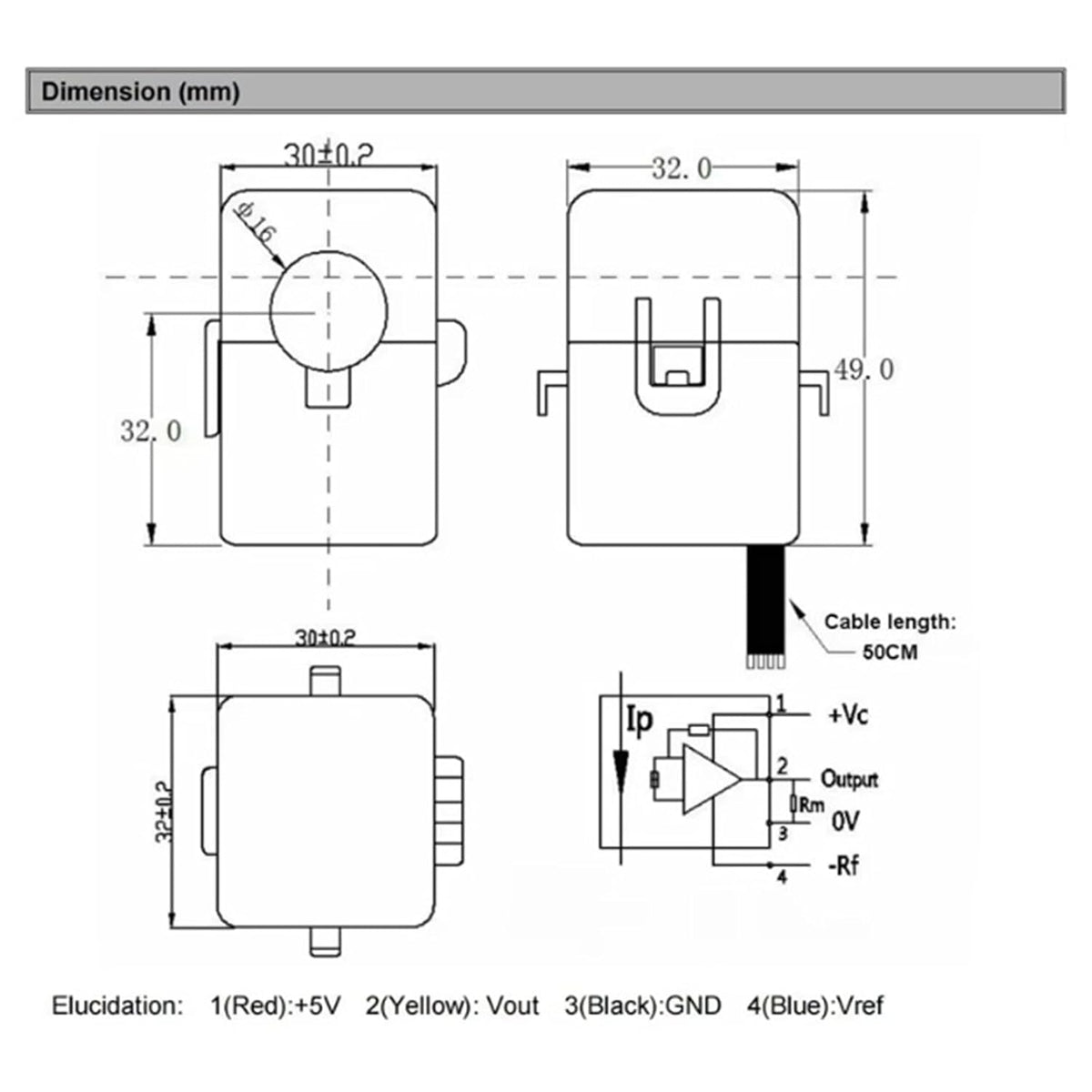 Current Transformer 1pc Split Core Hall Effect Current Transducer
