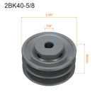 uxcell 2BK40-5/8 V-Belt Sheave 5/8"Bore 3.95"OD Double Groove Web Sheave Bored-to-Size Sheave, Cast Iron, Belt Section for 3L or B Belt