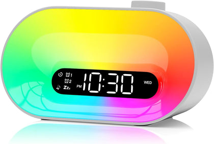 Sunrise Alarm Clock & White Noise Machine, 30 Sounds, Dual Alarms, Dimmable | 14 Night Lights, Sleep Timer, Easy