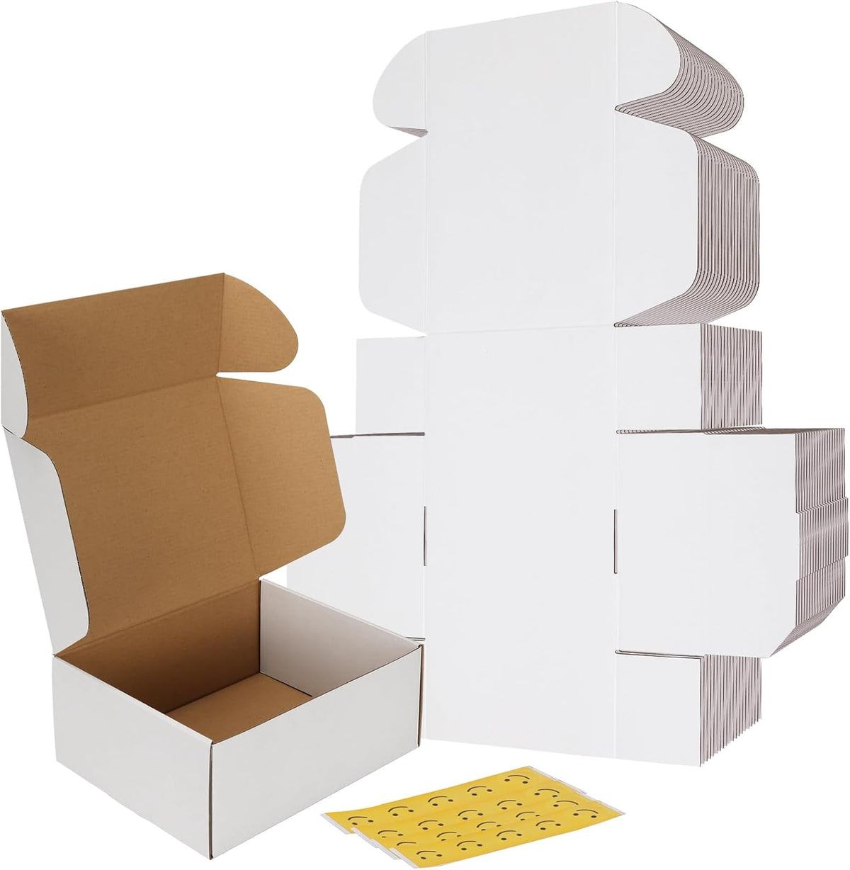 10x8x4 Inches Shipping Boxes Set of 20, White Small Corrugated Cardboard Box, Mailer Boxes for Packing Small Business