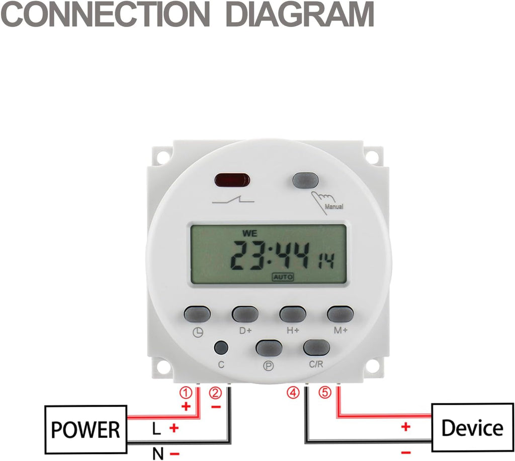 BAOMAIN CN101C 12V 16A Digital Programmable Timer Switch Relay