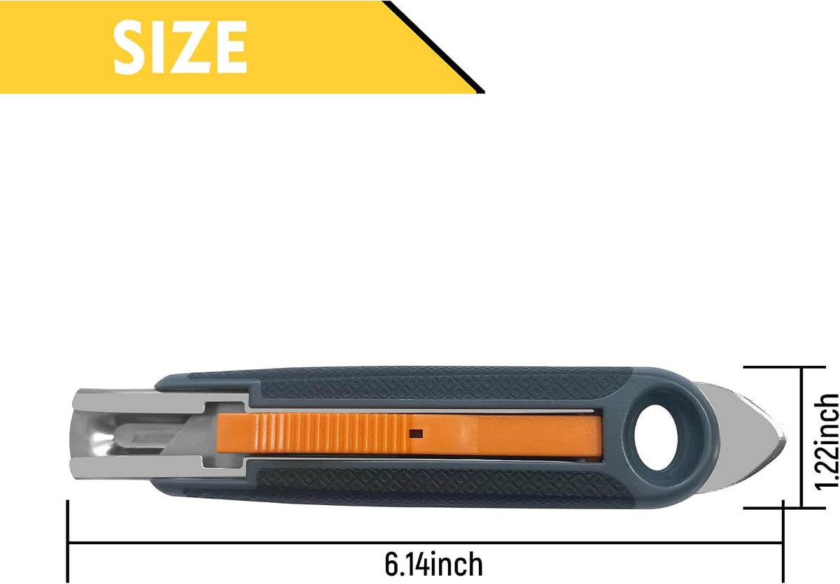 4-pack Self-retracting Safety Box Cutter, Utility Knife with Quick Blade Change, Extra 10 Blades Included