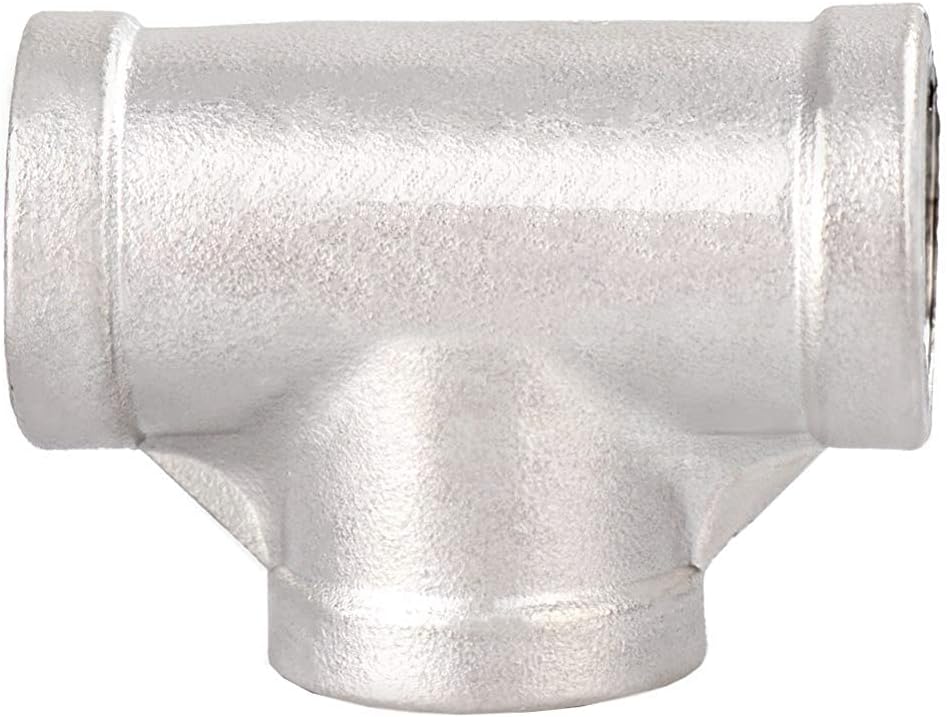 Beduan 2 PCS Stainless 3/4" Tee Female NPT T Shaped 3 Way Cast Pipe Fitting