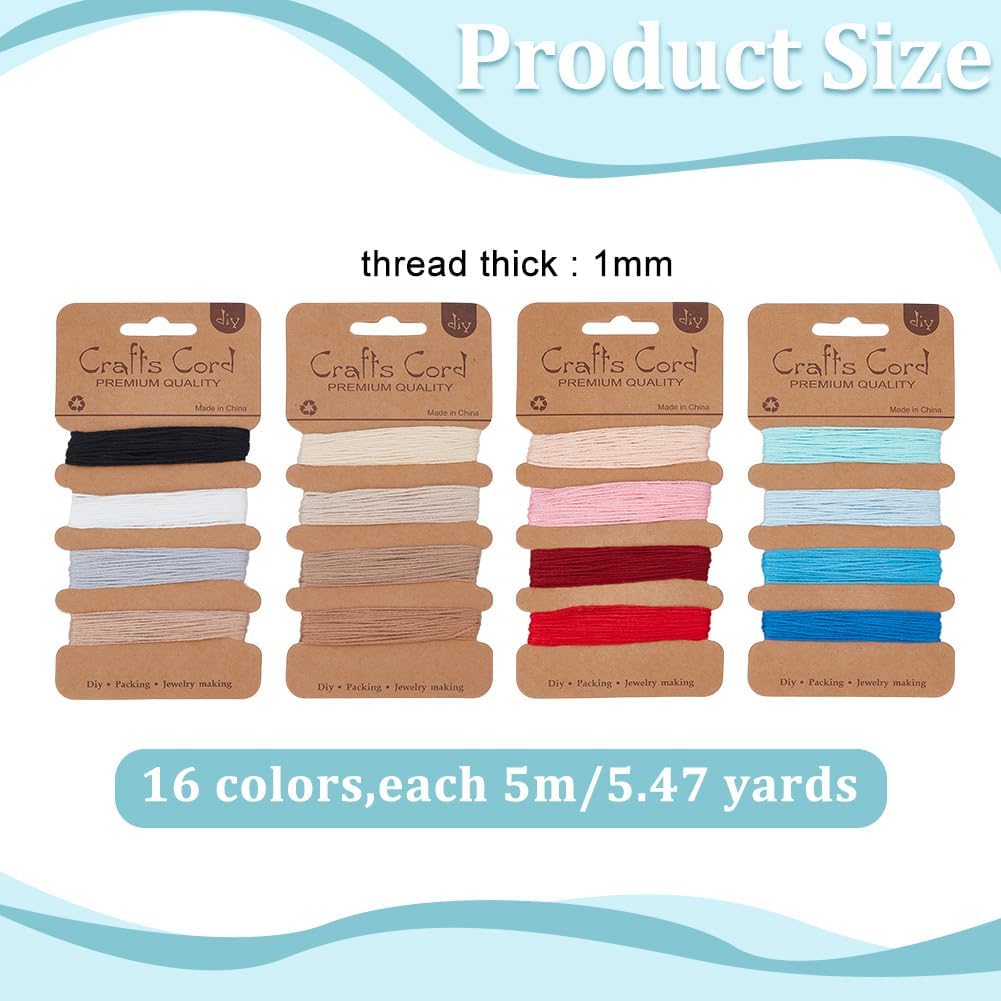 87.5 Yards 16 Colors Cotton Yarn Soft Hand Embroidery Thread Bulk Darning Kit for Hand Sewing Crochet Knitting Cross