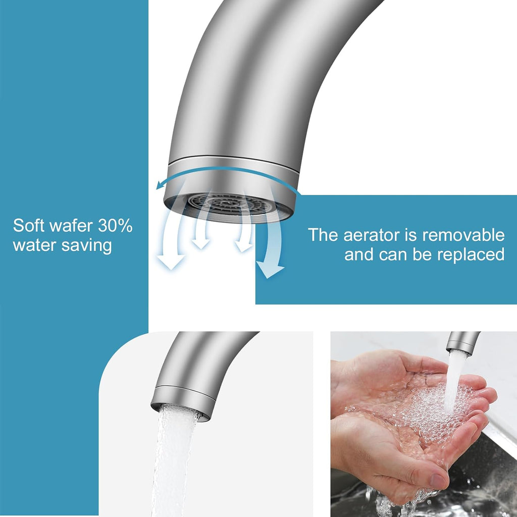 Bathroom Faucet 1 Hole, Brushed Nickel Vanity Faucet,Single Handle
