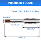 Litoexpe 2 Pcs M12 x 1.75 Metric Hand Tap