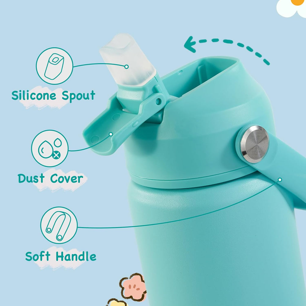 12oz Kids Water Bottle, Stainless Steel Insulated Water Bottle for Kids, Toddler Cup With Straws Leak-proof, Toddler