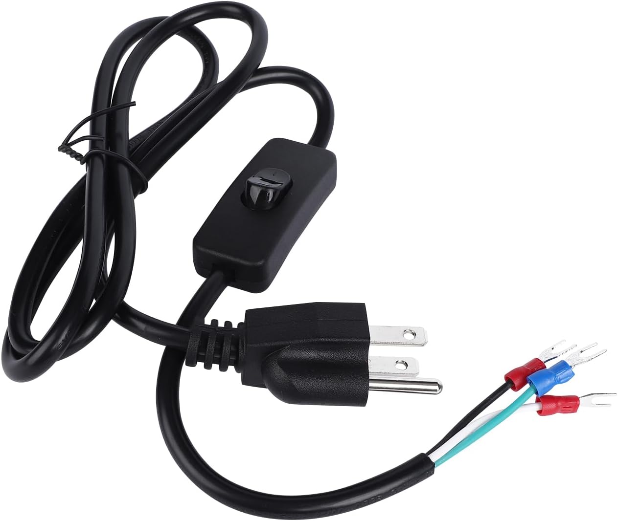 4FT Power Cable 3 Prong Grounding Plug, AC Power Cord Extension Cord with Switch On/Off and Fork Terminal Connectors