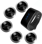 Wireless Restaurant Table Call System, 1 Watch Receiver & 5 Pagers