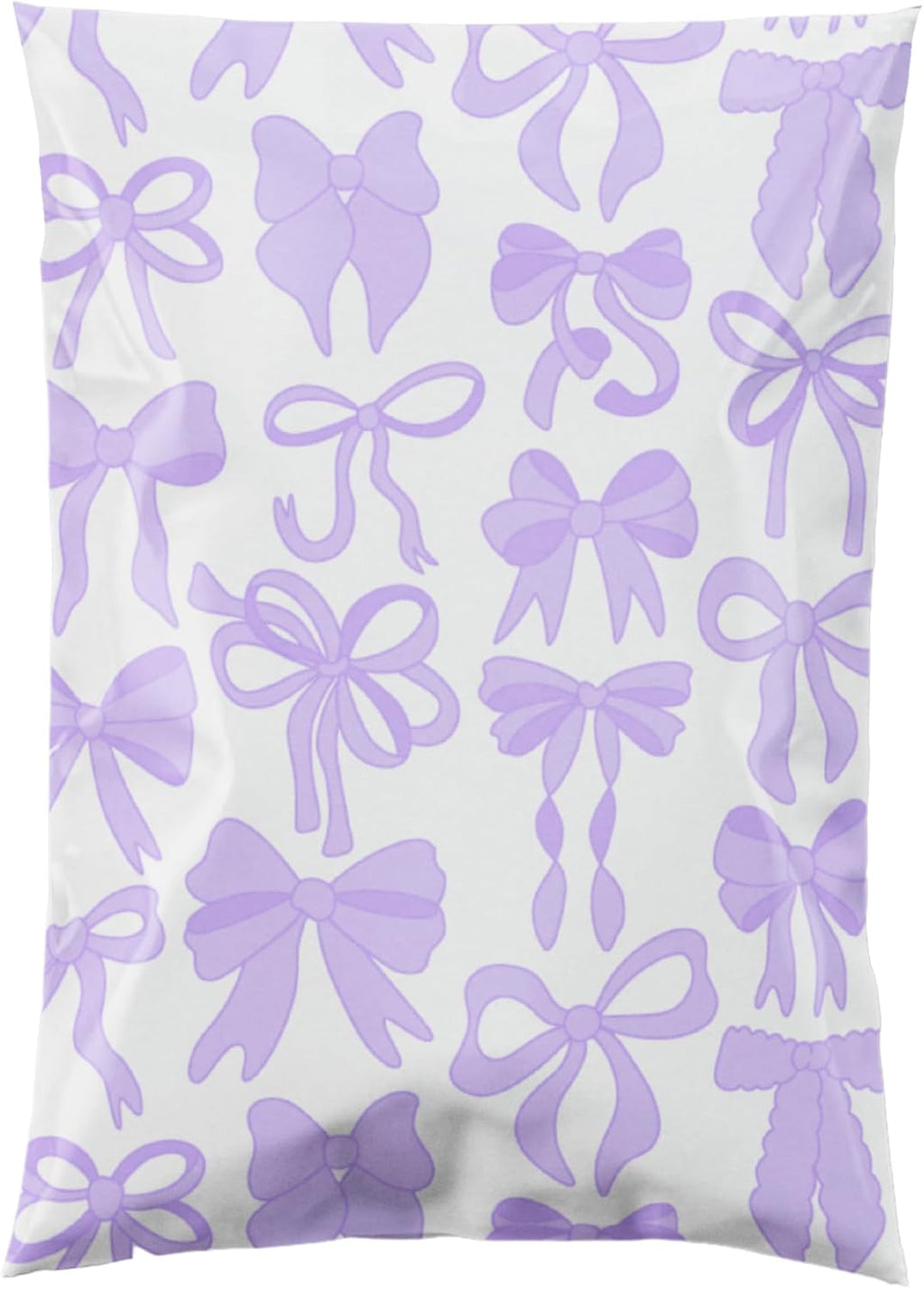 Poly Mailers 6x9, Purple Bows, 100 Pack