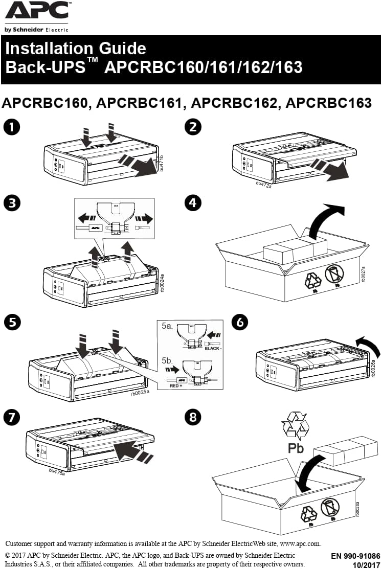 APC Genuine UPS Replacement Battery APCRBC163 for Sine Wave UPS BR1500MS2