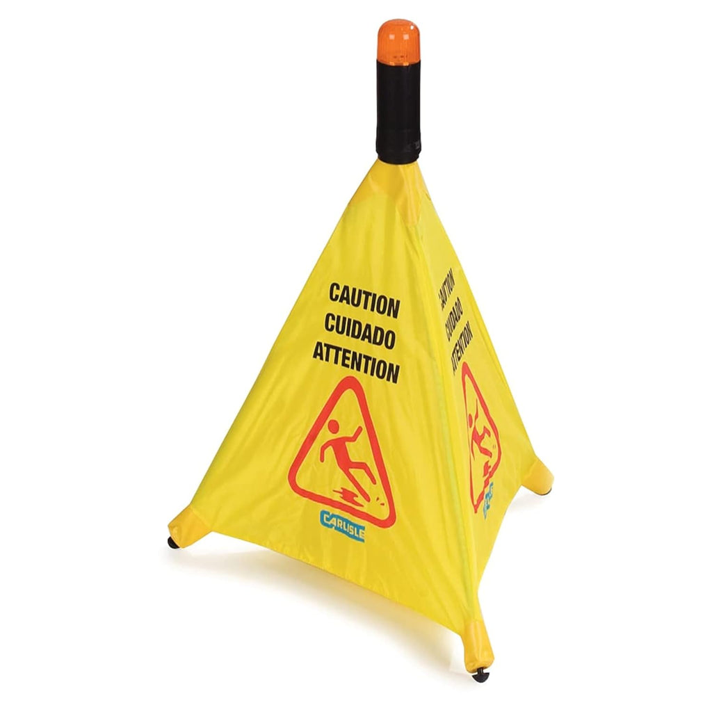 Pop-Up Caution Cone, 20-Inch, Yellow, Folding Safety Sign for Wet Floor, Spill Cleanup, Commercial Use