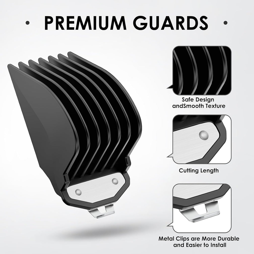 Clipper Guards for Wahl, 3PCS 10 12 16 with Metal Clip, Black | Hair Clipper Attachments, 3 Cutting Lengths