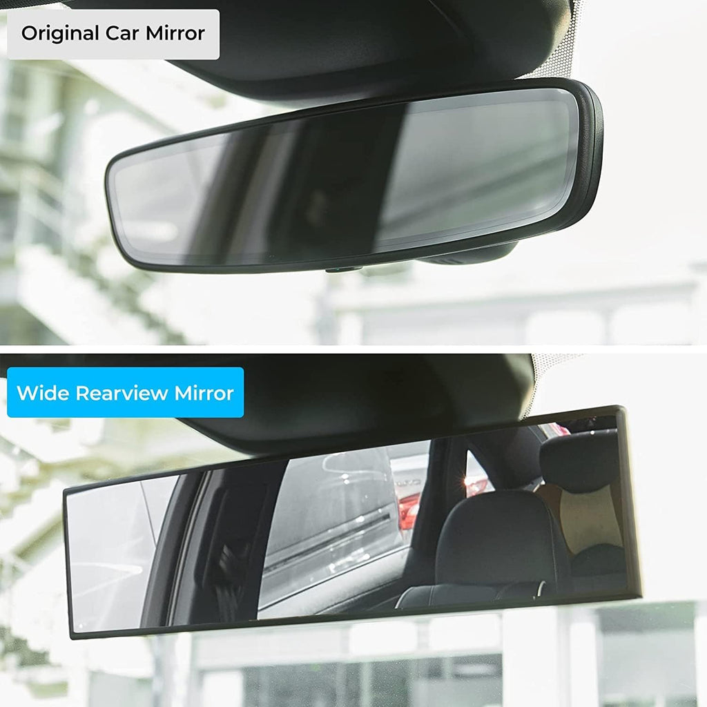 Panoramic Rear View Mirror, 12 Inch Wide Angle Clip On Mirror, Universal Car Interior Accessories, Convex Interior
