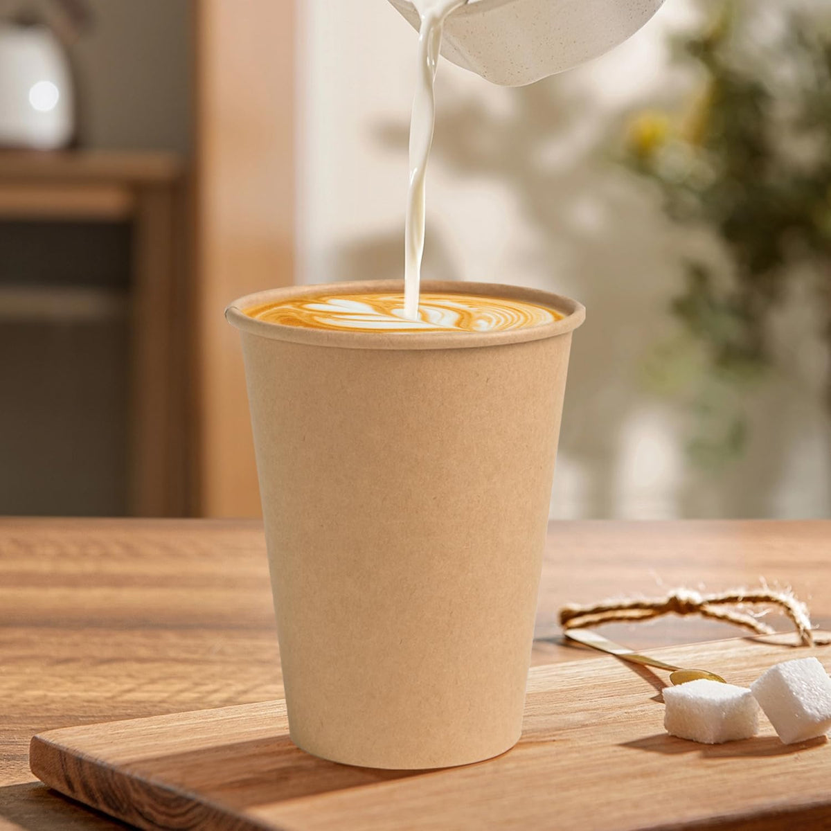300 Pack 12 oz Kraft Paper Cups, Disposable Coffee Hot Water Cups
