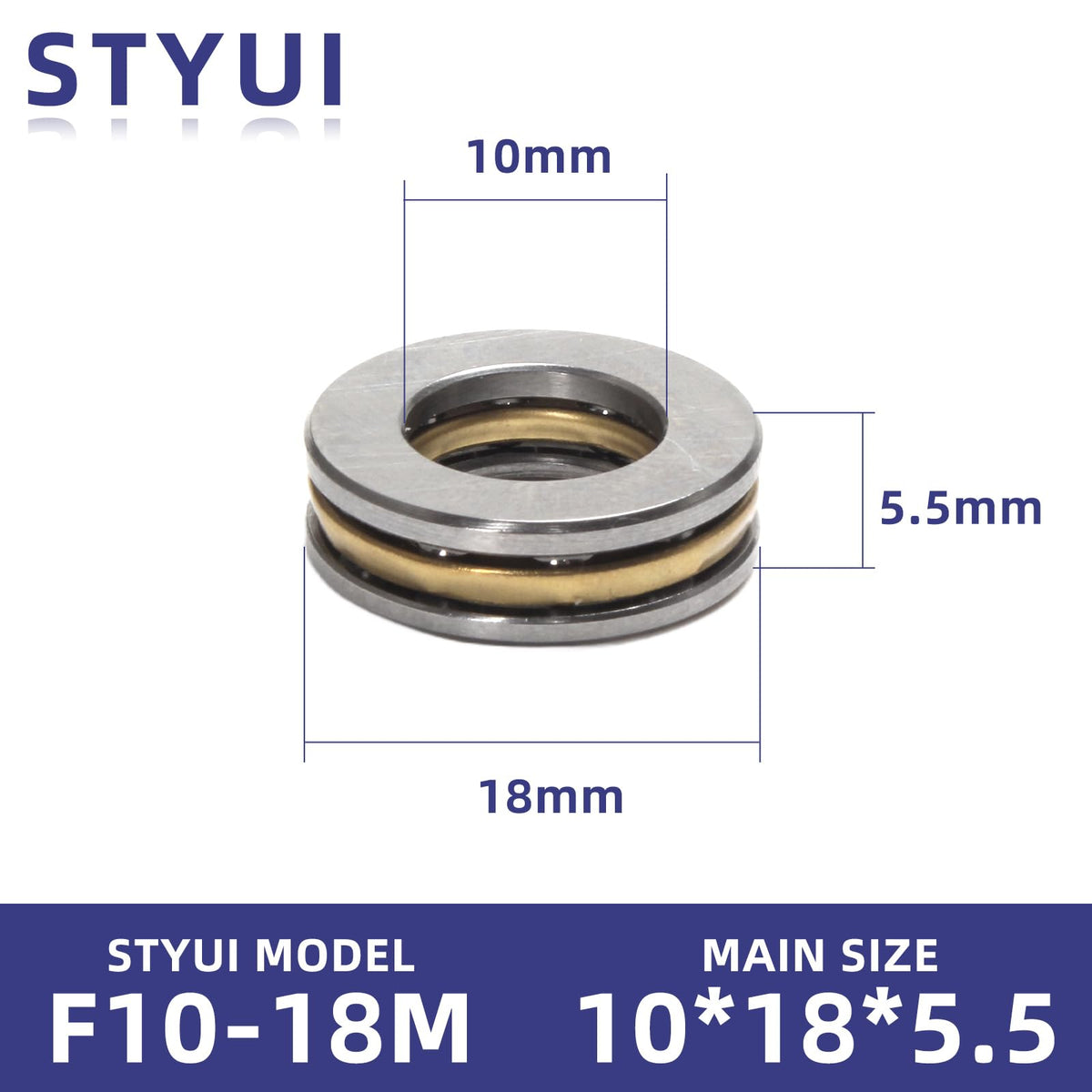 STYUI (10Pcs) F10-18M Miniature Thrust Ball Bearings 10mm x 18mm x 5.5mm Miniature Plane Thrust Bearings Chrome Steel One Way