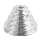 Pagoda Pulley Wheel, Aluminum Transmission Wheel for Benchtop Drill Press, 5-Step V-Belt Sheave for Motor Shaft Drive, Silver(2pcs set)