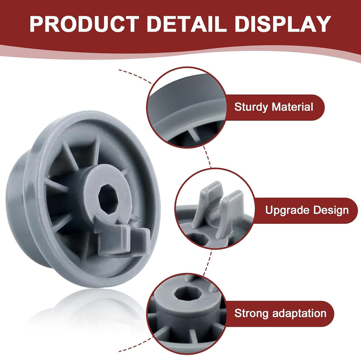 8 Packs 165314 Dishwasher Wheels Lower Rack Fit for Bo-sch Ken-more