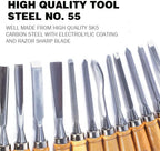 12pcs Wood Carving Chisel Set- Sharp Woodworking Tools with Case Storage