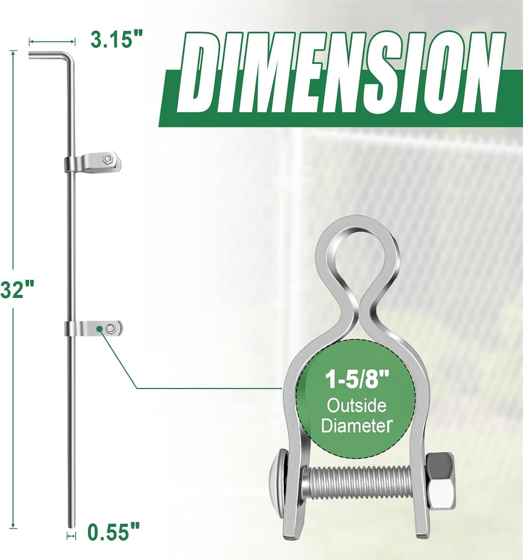 1-5/8" × 32" Chain Link Gate Drop Rod Kit with 2 Hinges