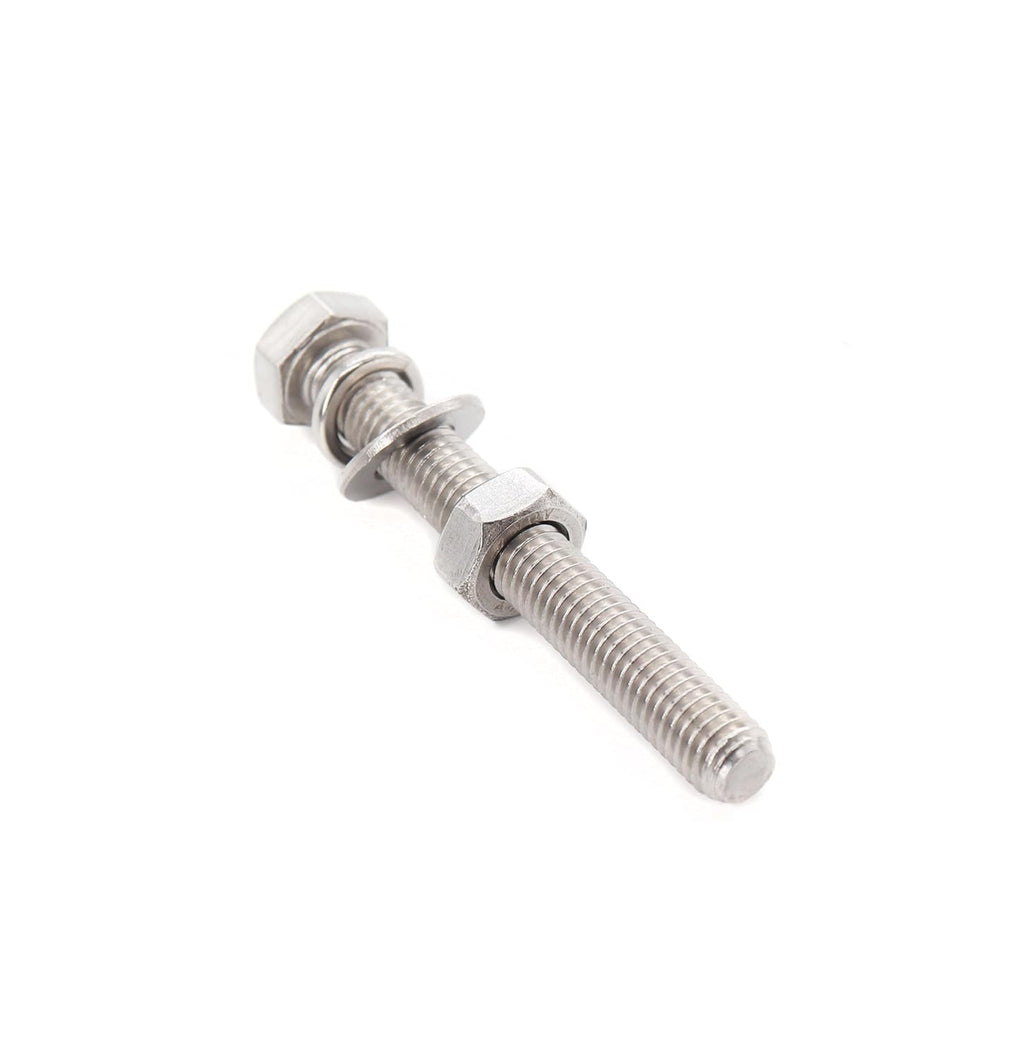 10-Pack M10 x 30mm Hexagon Screws Hex Bolts with M10 Hex Nuts Flat Washers/Spring Lock Washers Set, 304/18-8, Plain Finish