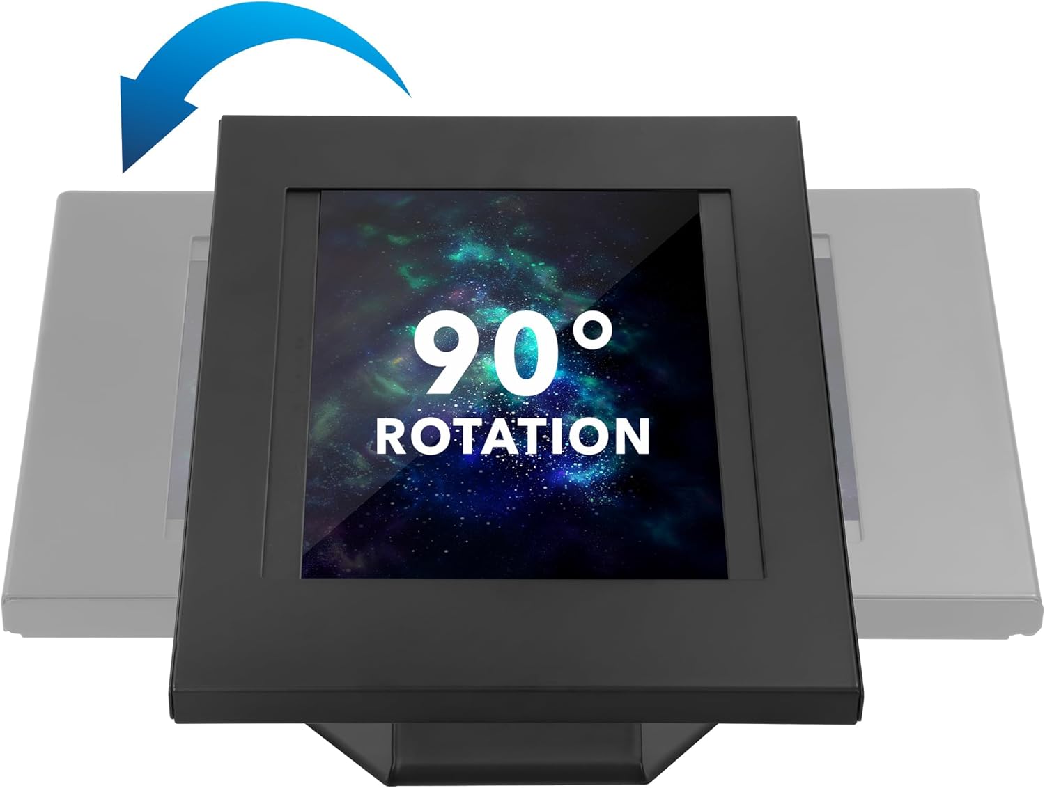 iPad Kiosk Stand, Locking Anti-Theft Tablet Enclosure for Countertop & Wall Mount, 90° Rotating POS Tablet Wall Stand