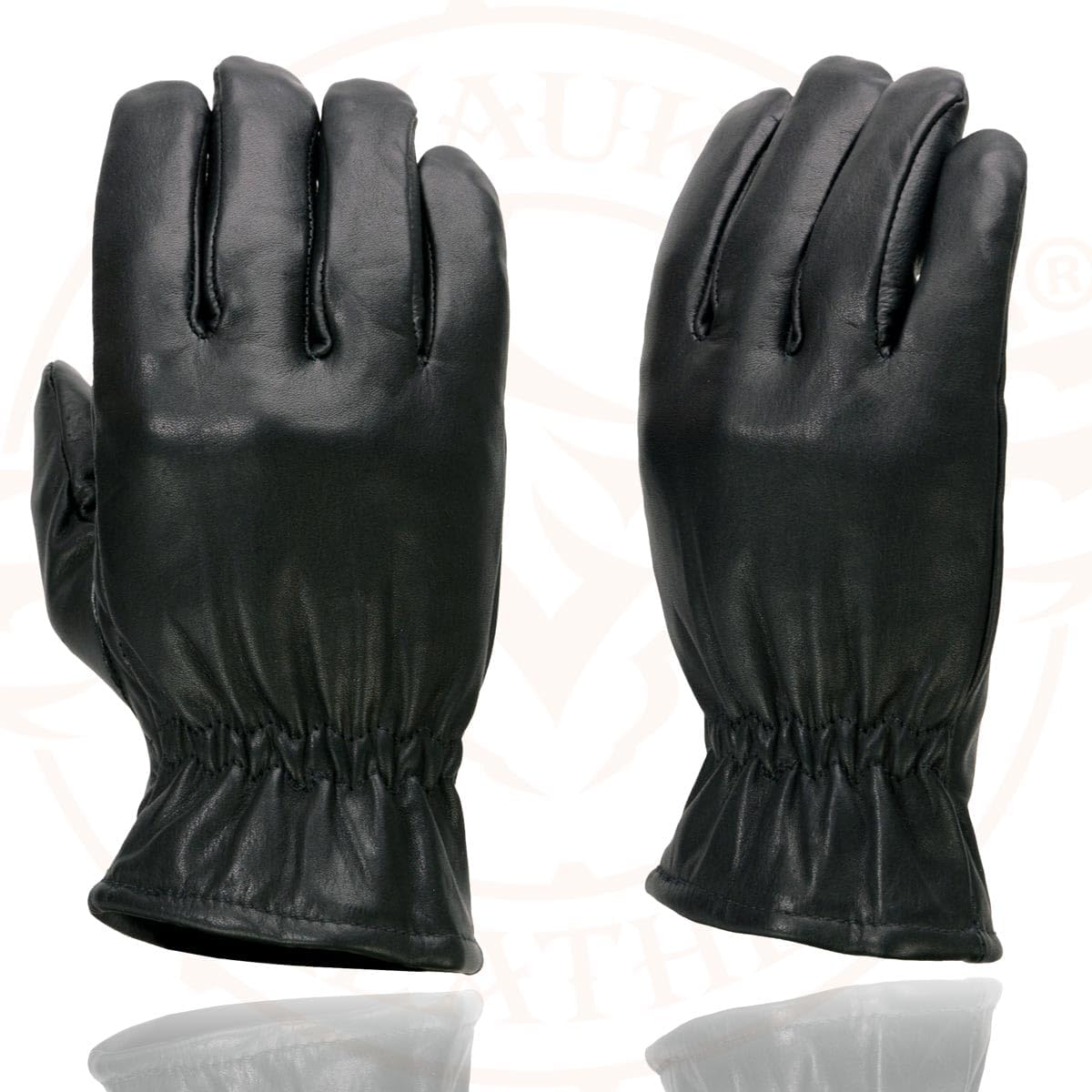 SH734 Men's Black Thermal Lined Leather Motorcycle Gloves w/Cinch Wrist Closure