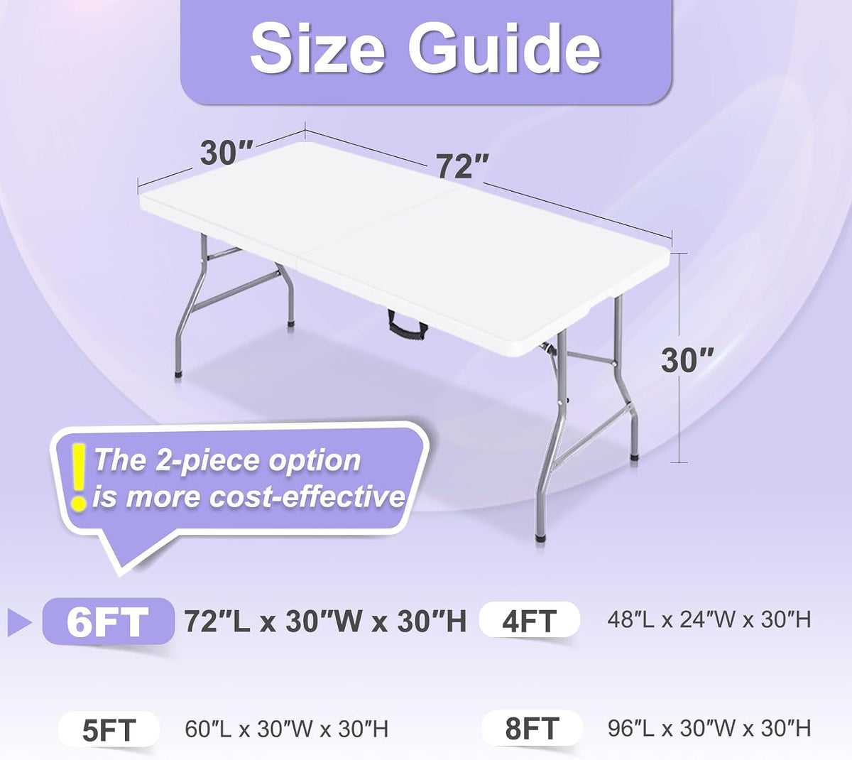 6FT Spandex Table Cover, Stretch Fitted Tablecloth, Black