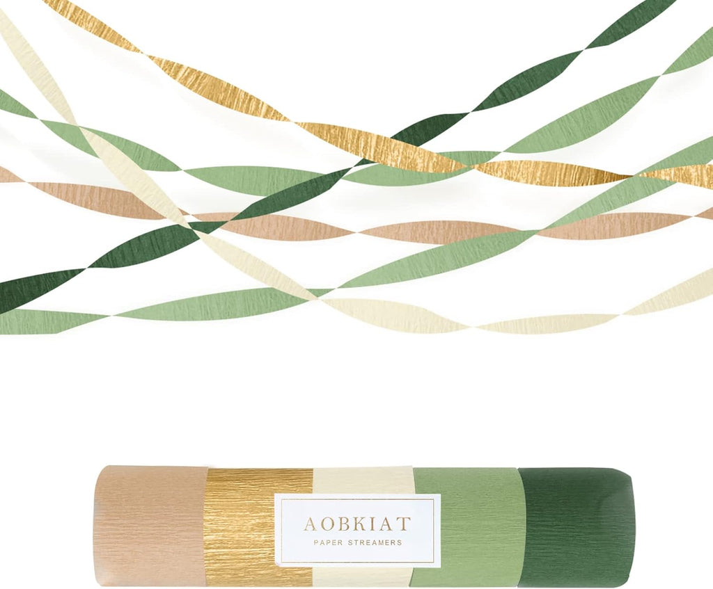Wedding Party Decorations, 5 Rolls Olive Green Khaki Crepe Paper Streamers for Green Boho Wedding, Birthday
