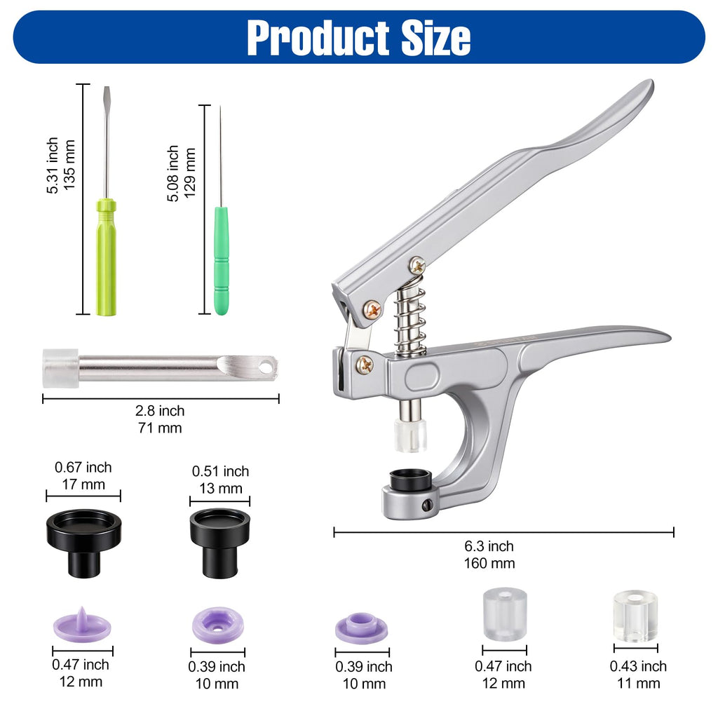 T5 Snap Button Kit Snap Fasteners Kit - Single Layer Fabric Only