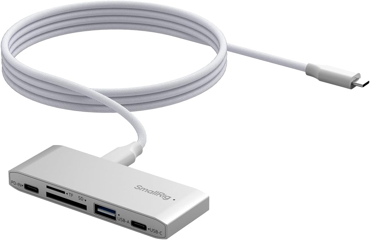 5-in-1 Memory Card Reader, Dual USB-C & SD/TF Card Slots, 65W PD Charging, for SD, SDHC, SDXC, Micro SD, Micro SDXC