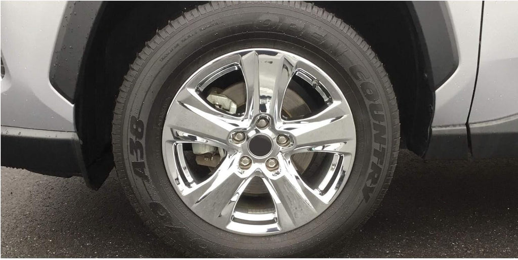 4pc 17" 5 V Spoke Front/Rear Wheel Skins for Toyota Rav4 19-25 - Chrome