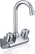 4" Center Wall Mount Hand Sink Faucet Commercial with Knob Handle