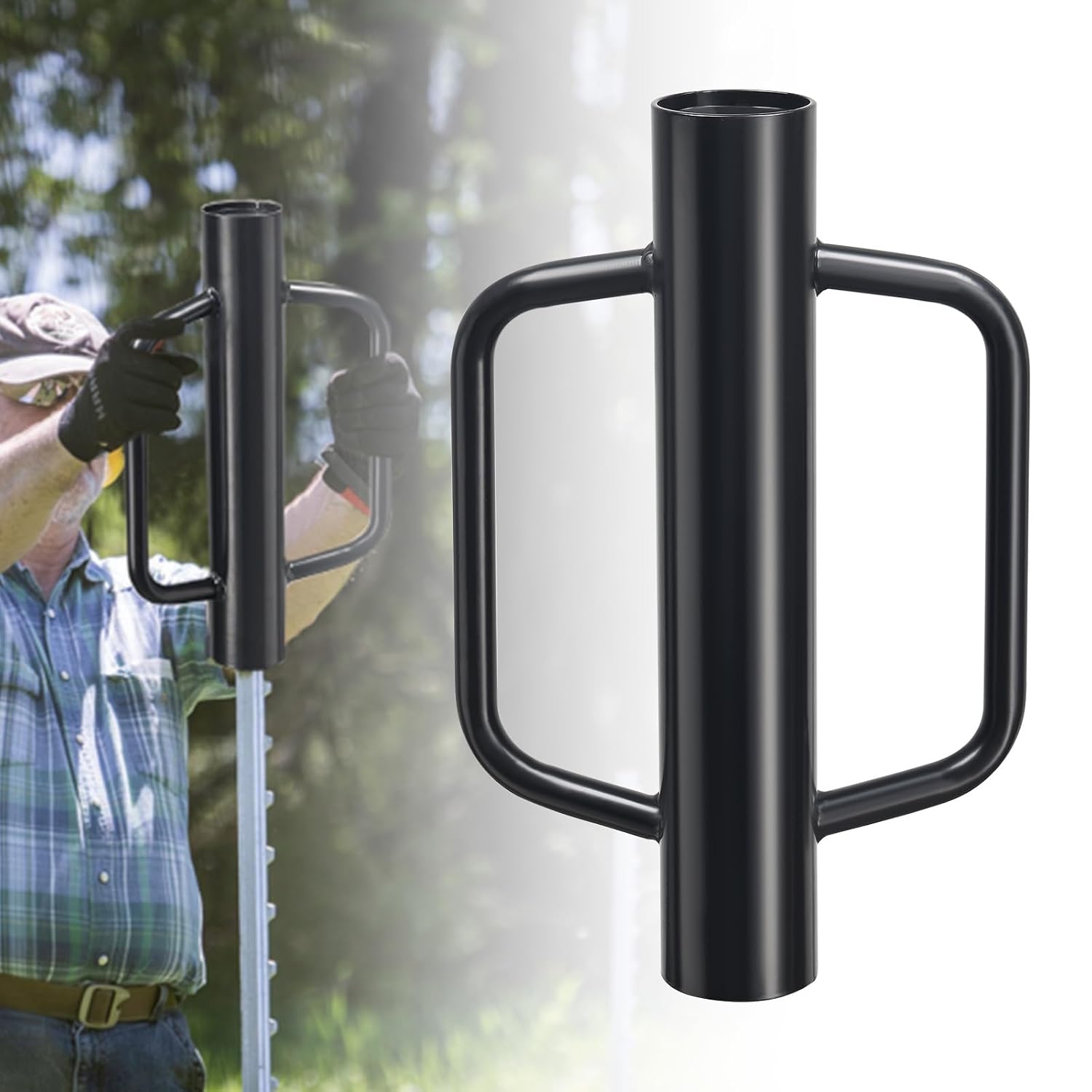 T Post Driver 12 LB, Fence Post Driver with Handles, Heavy Duty Metal Post Pounder for Wooden Posts U-Channels, 17