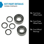 TRQ Front Wheel Hub Bearing Seal Kit Inner Outer