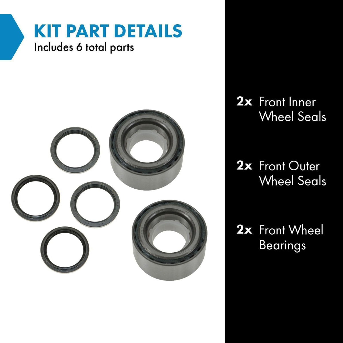 TRQ Front Wheel Hub Bearing Seal Kit Inner Outer