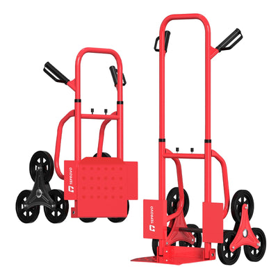 Stair Climbing Hand Truck Dolly, 770 LBS Heavy Duty All-Iron Folding Hand Cart with Reinforced Wheel Spacers, 440 LBS