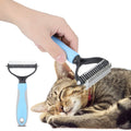 Pet Hair Knot Comb Dog Cat Fur Removal Brush Stainless Steel Grooming Tool for Long Short Hair Pets Blue Pink S L