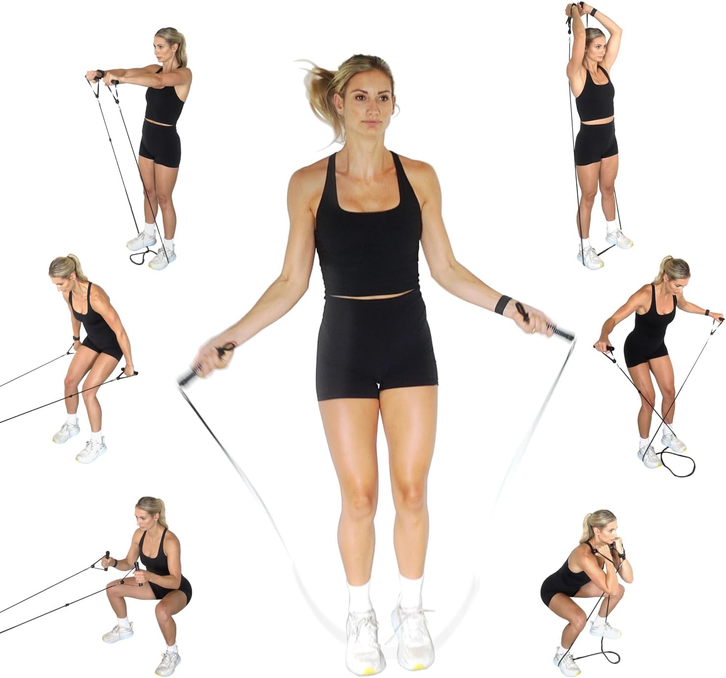 2-in-1 Jump Rope & Resistance Band — Quick-Convert Handles, 30 lbs Resistance, Ball Bearing Speed Rope | Compact