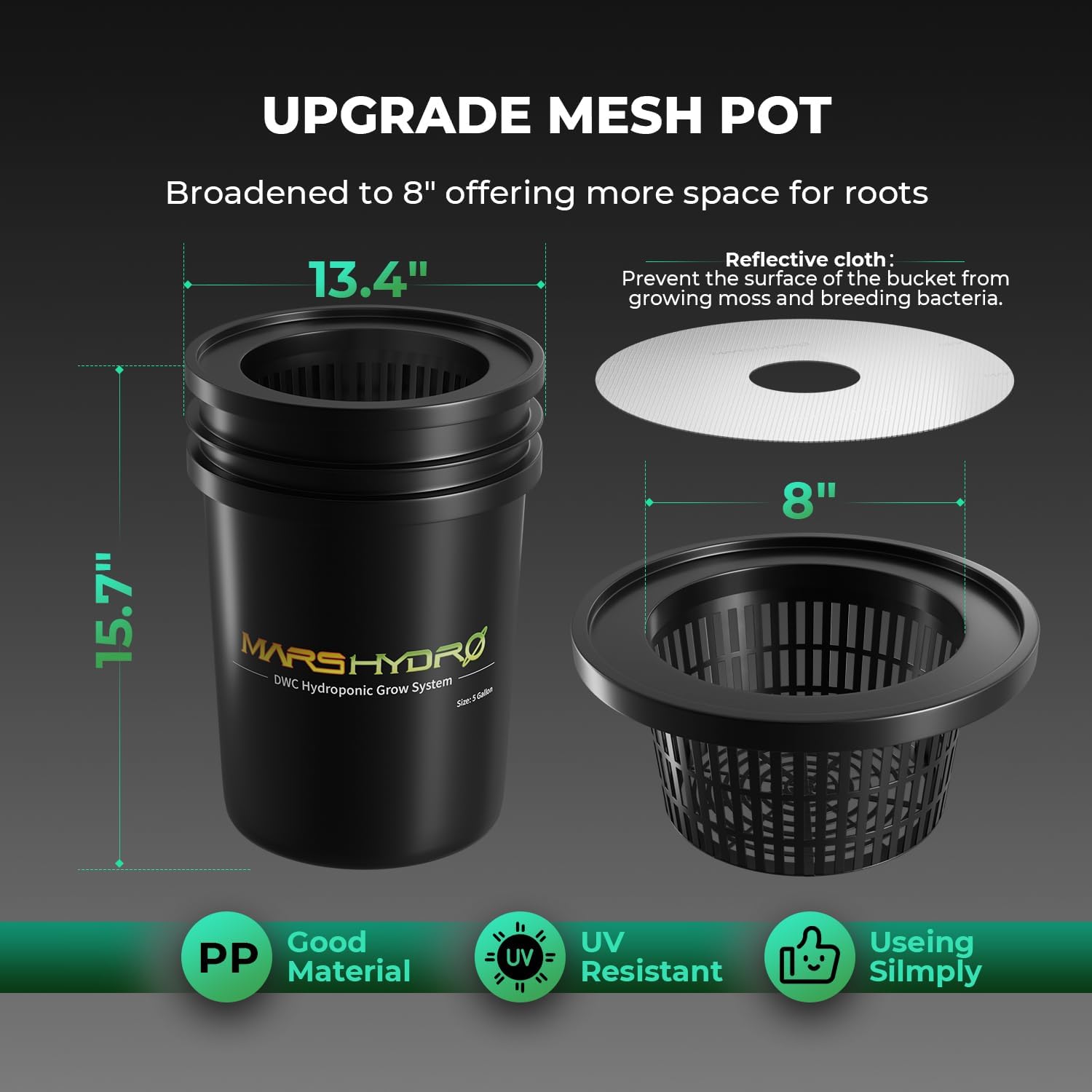 DWC 4‑Bucket Hydroponic System with Pump & Drip | 5 Gallon Capacity, 11W Air Pump, Air Stone & Hose, Recirculating