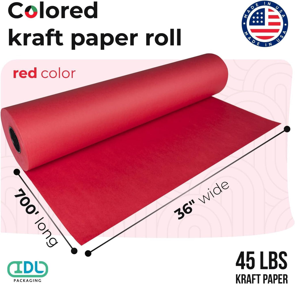 Red Kraft Paper Roll, 36" x 8400" (700 feet) - USA-Made, IDL Packaging